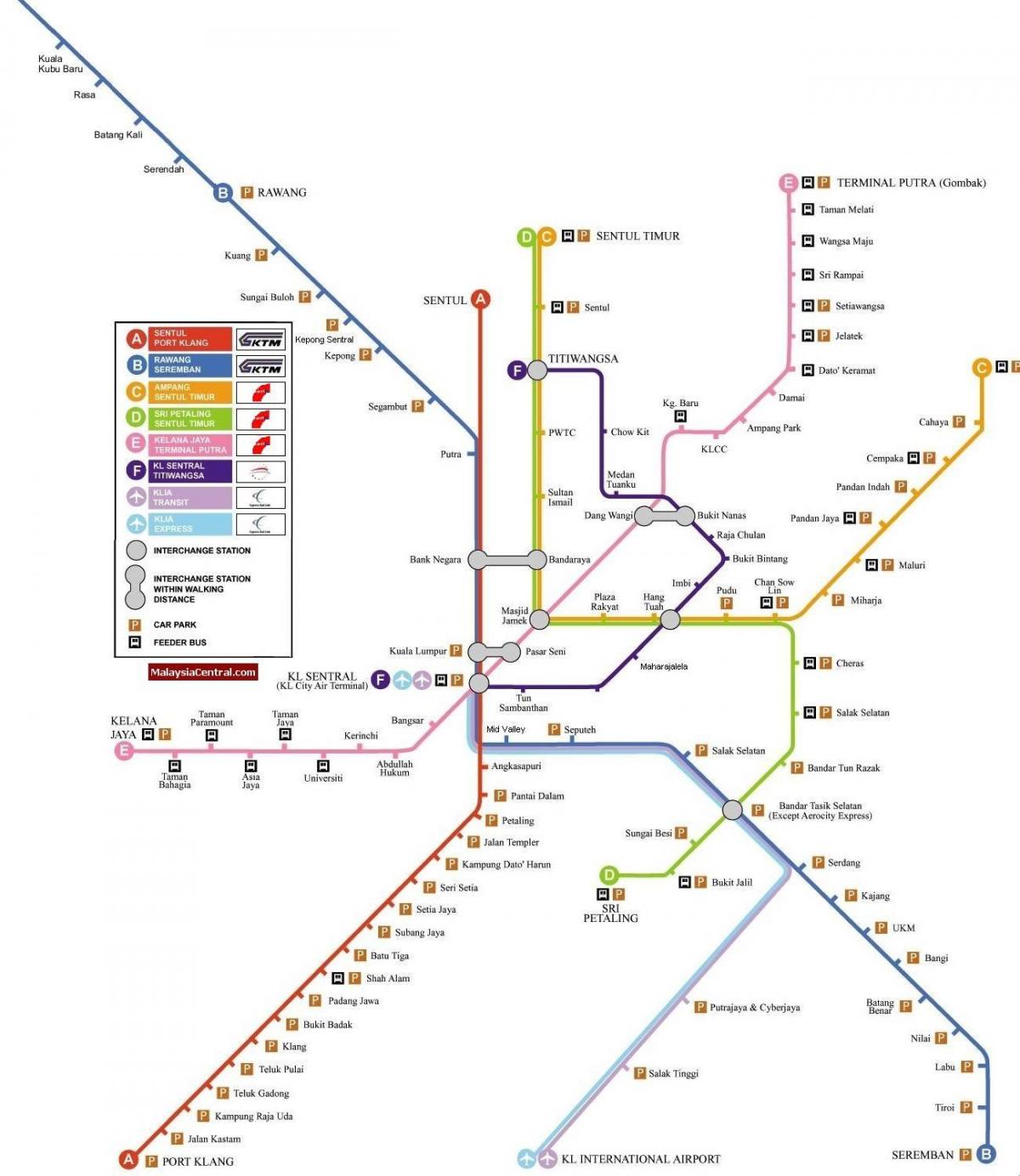 კუალა ლუმპურის light rail რუკა