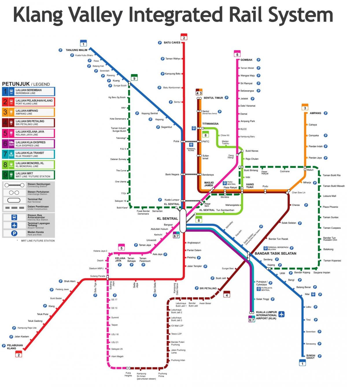 მალაიზიაში მატარებელი რუკა 2016