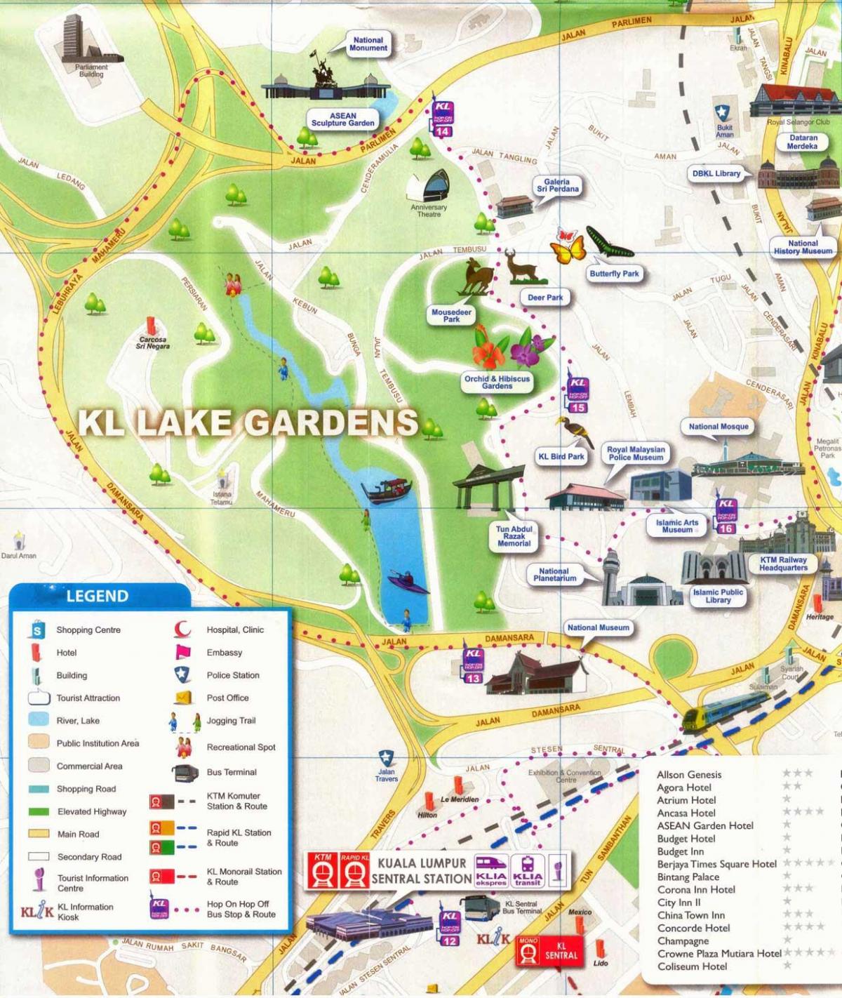 ტბა ბაღი კუალა ლუმპურის რუკა