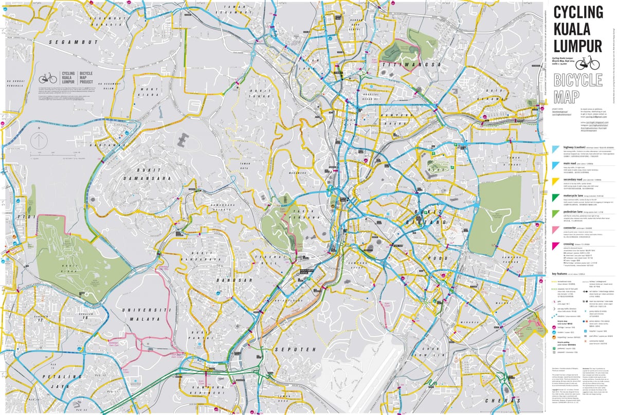 რუკა cycling კუალა ლუმპურის ველოსიპედის