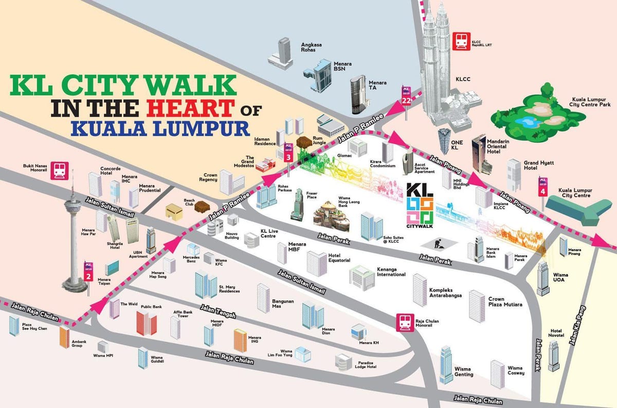 კუალა ლუმპურის walking ტური რუკა