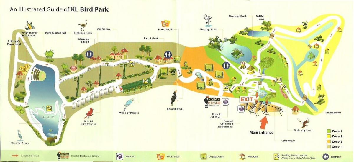 კუალა ლუმპურის ფრინველის პარკის რუკა