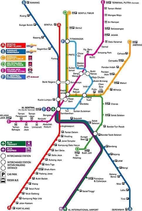 klia express მარშრუტის რუკა