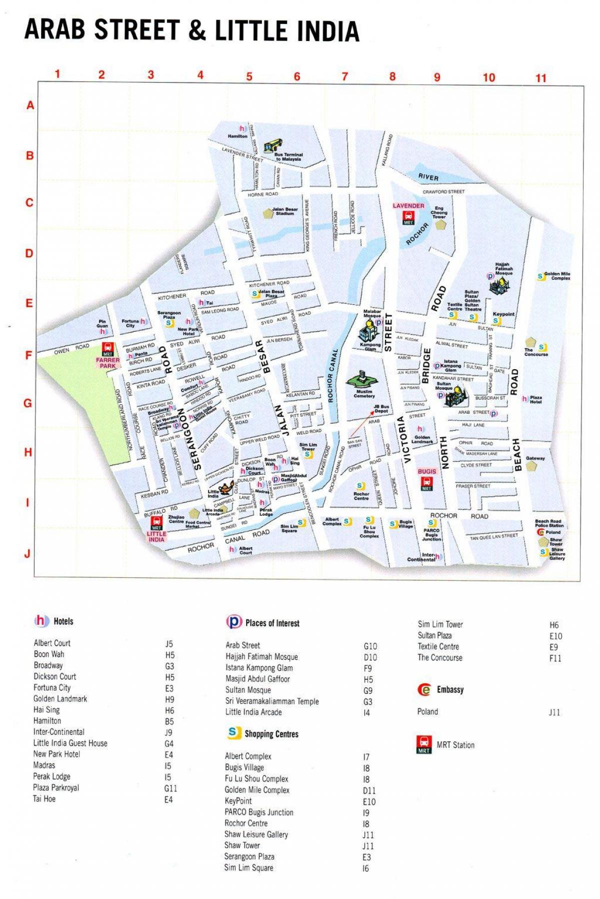 რუკა არაბი ქუჩის კუალა ლუმპურის